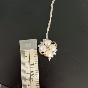 .925 diamond and pearl necklace with 14k gold accents